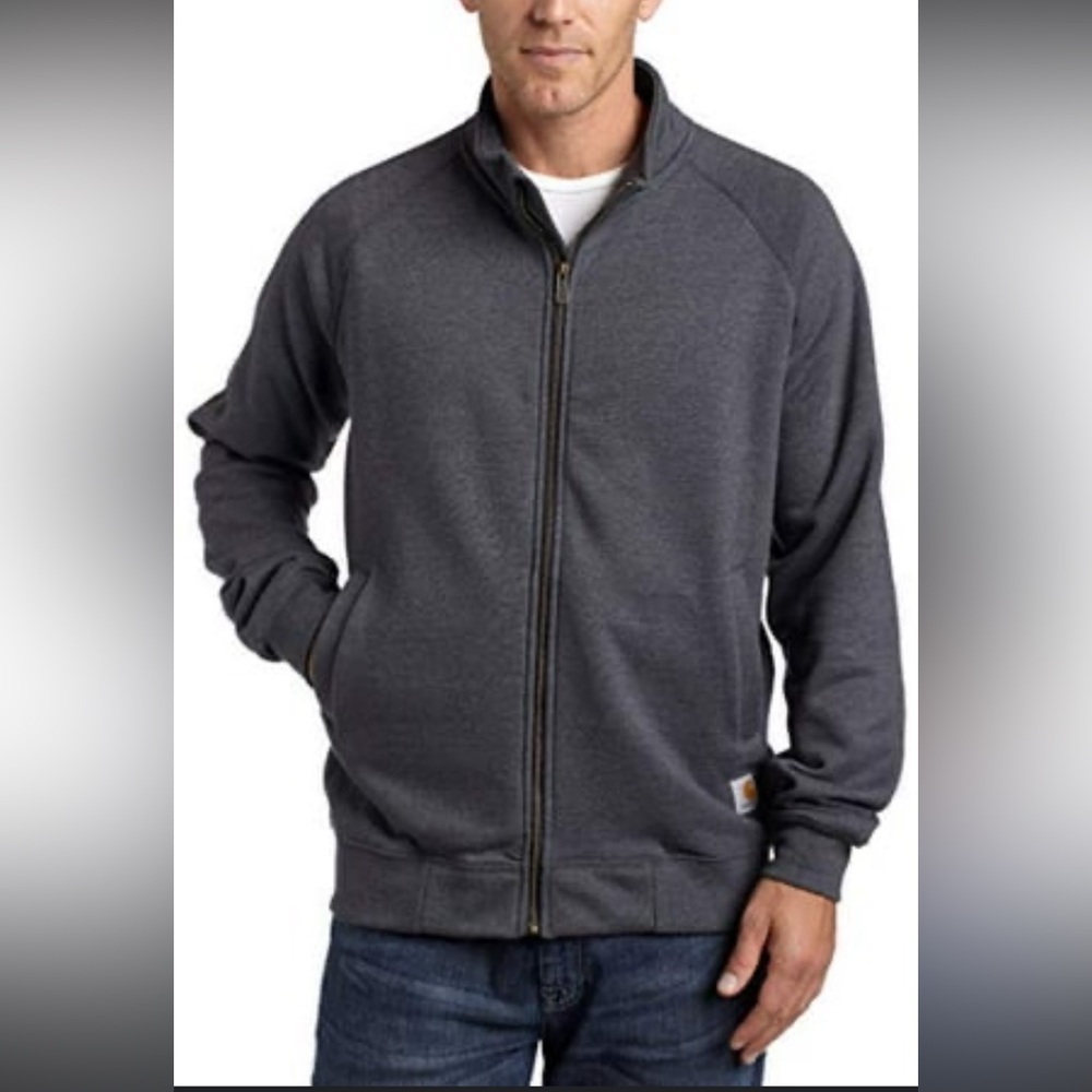 Carhartt‎ Men’s Size XL Full Zipper Mock Neck Sweatshirt Gray with Back Logo
